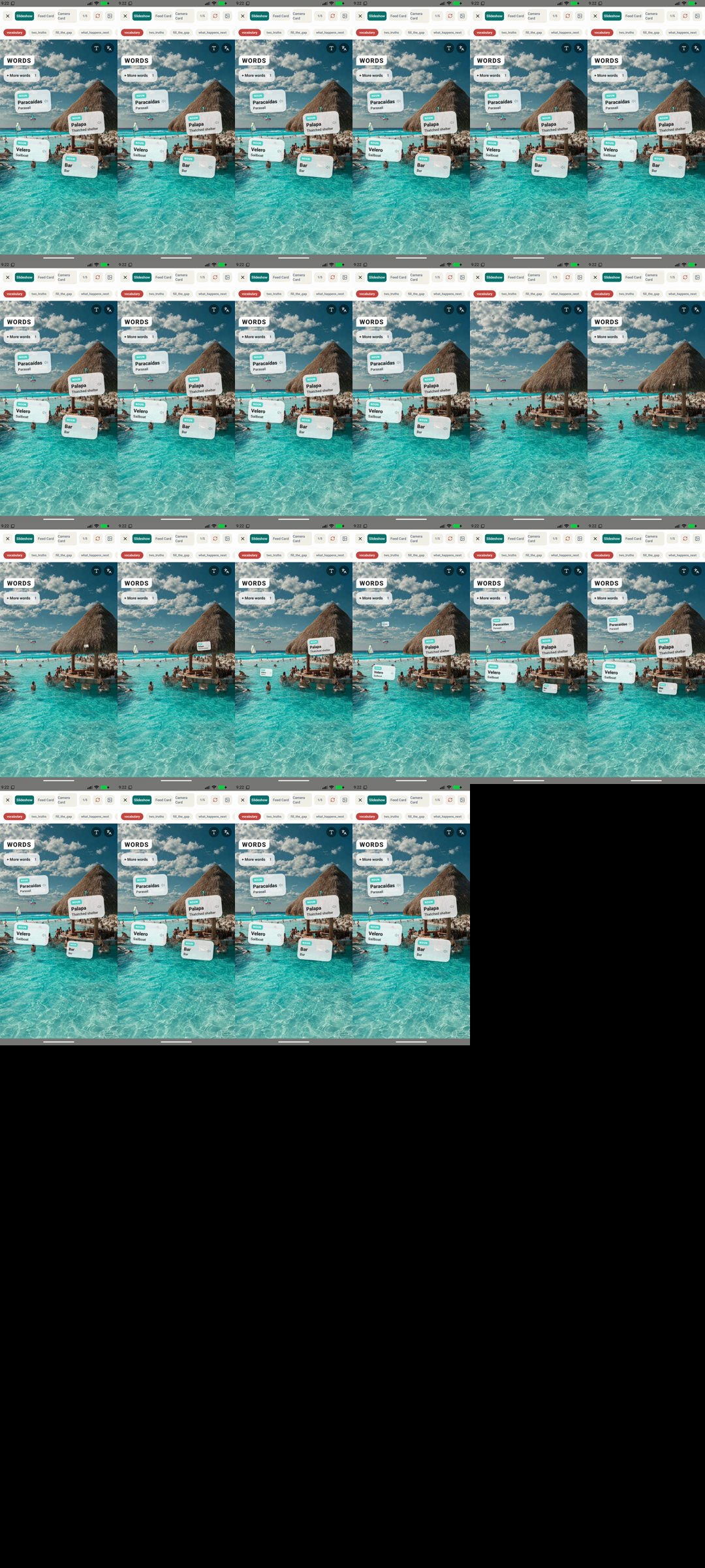 Pool bar animation contact sheet