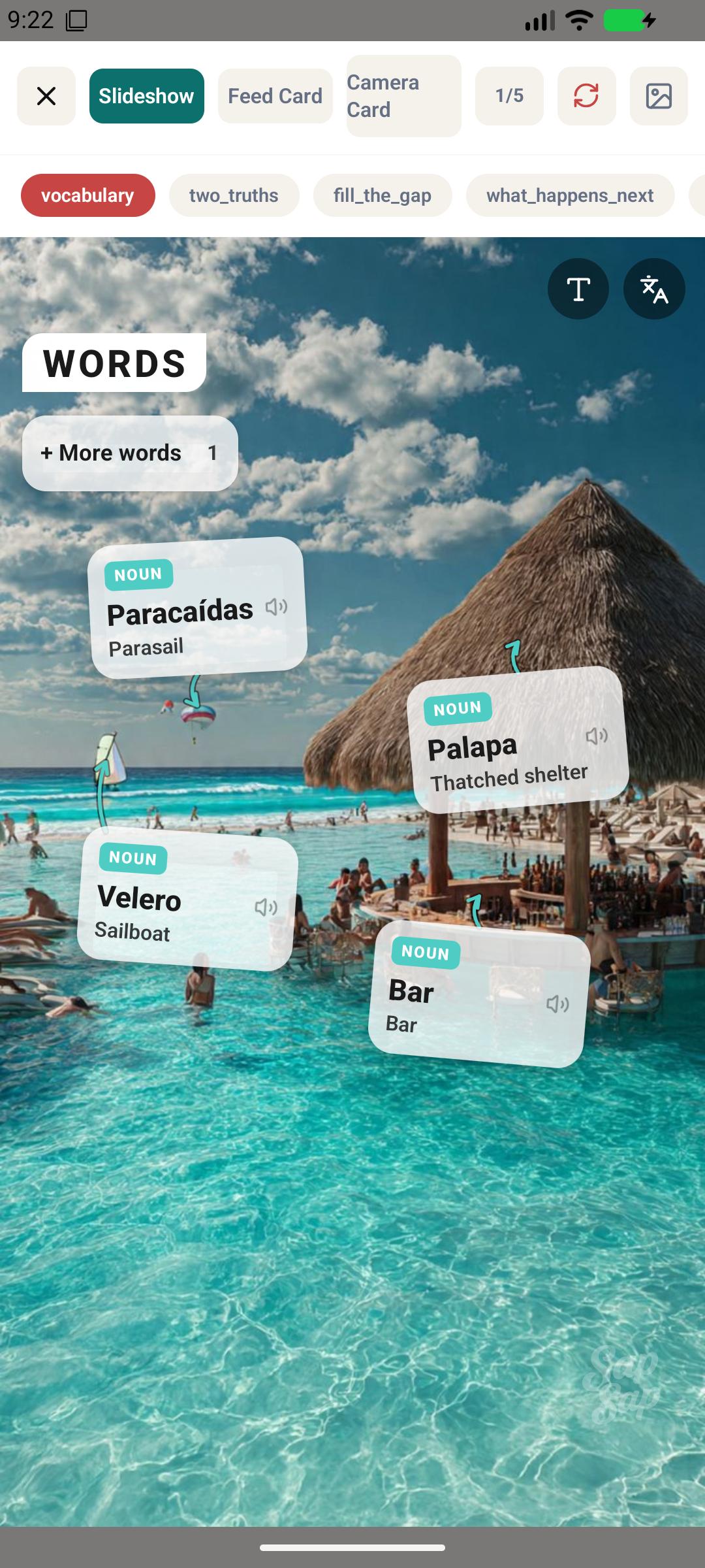 Pool bar final grounded-card layout
