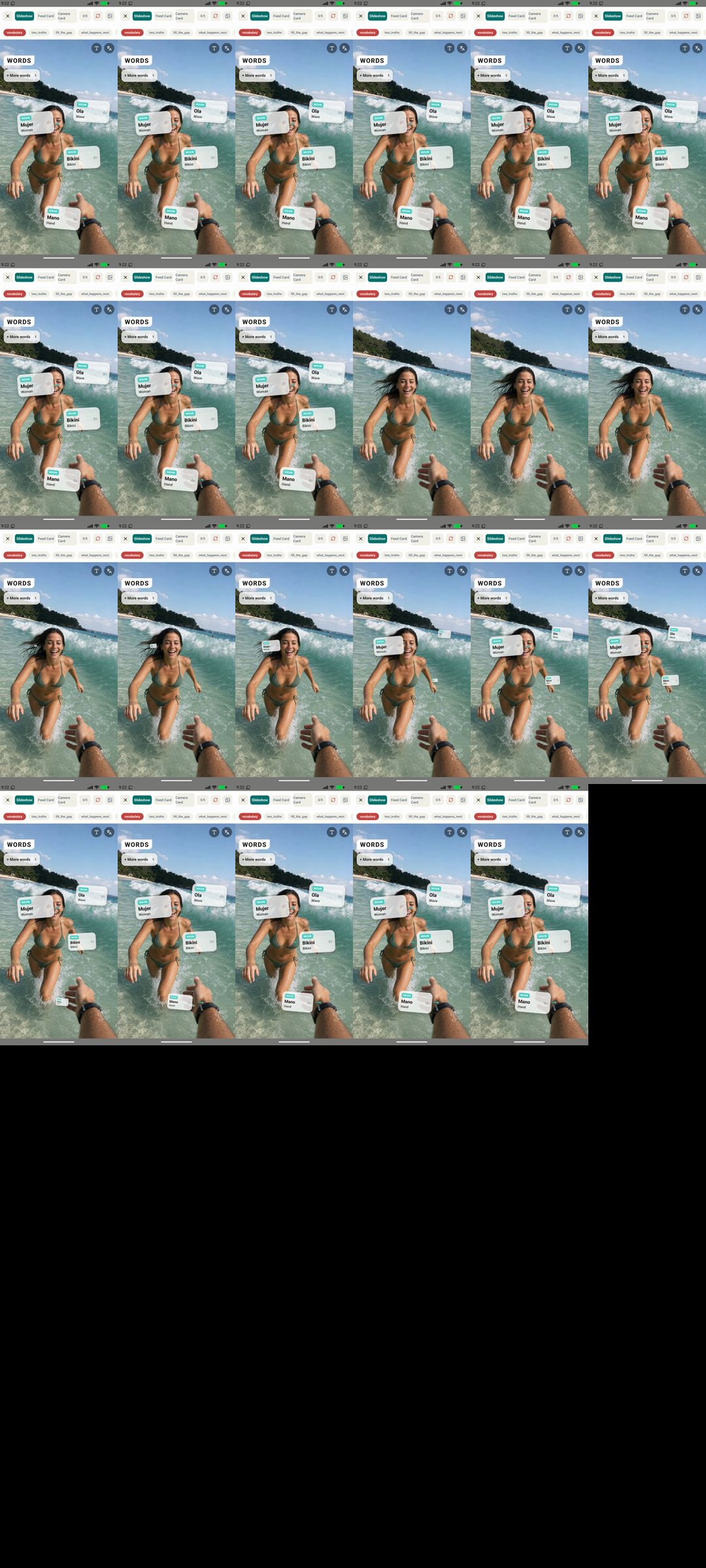 Incoming wave animation contact sheet