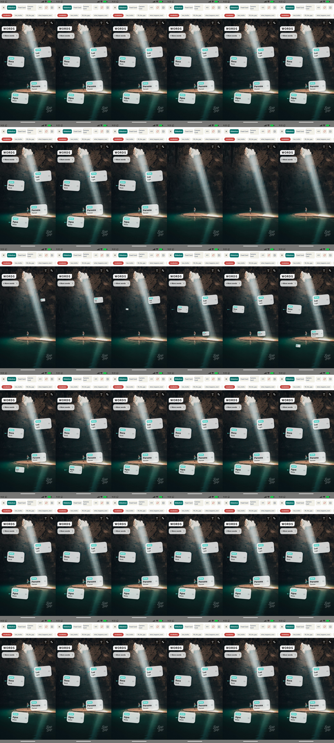 Cenote animation contact sheet
