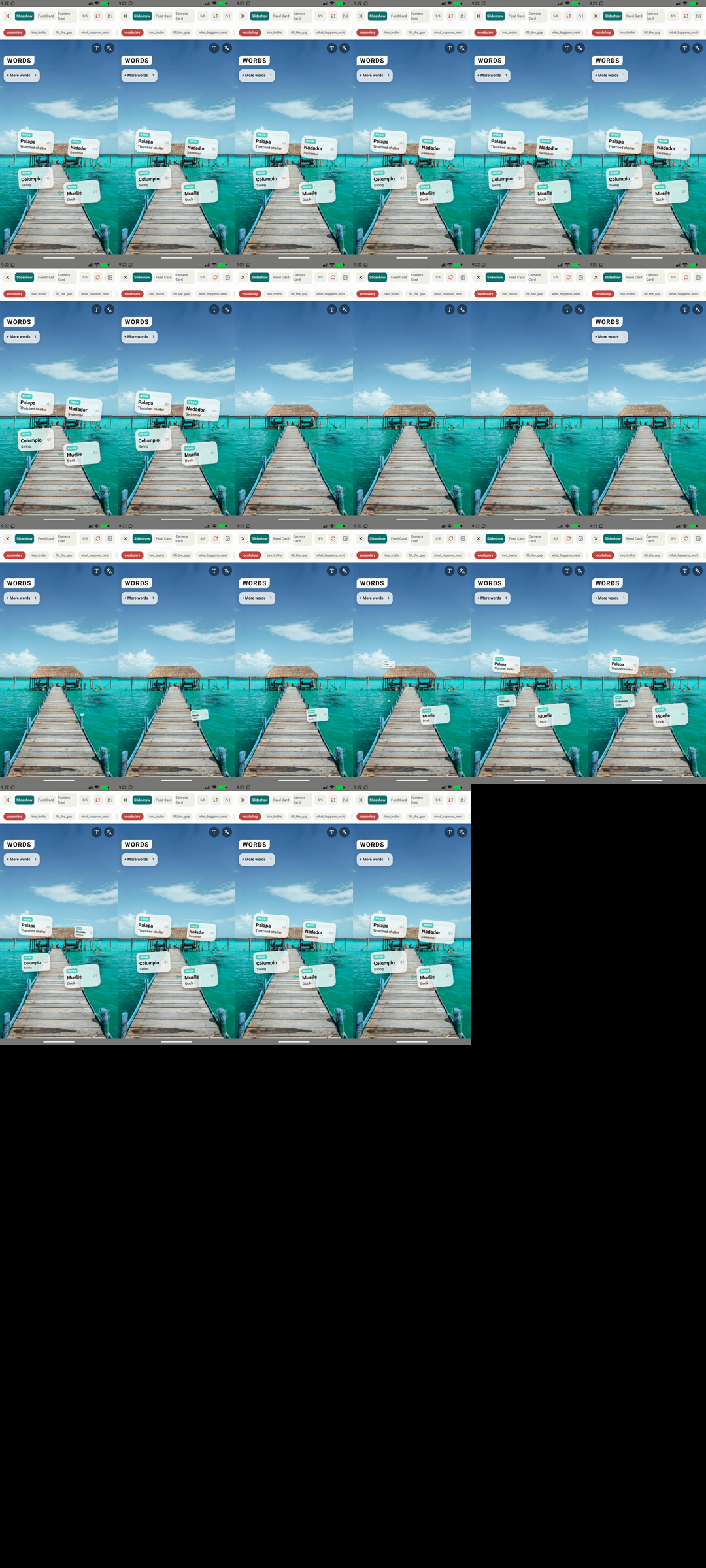 Lagoon dock animation contact sheet